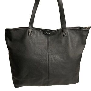 Leatherology black leather zipper tote bag